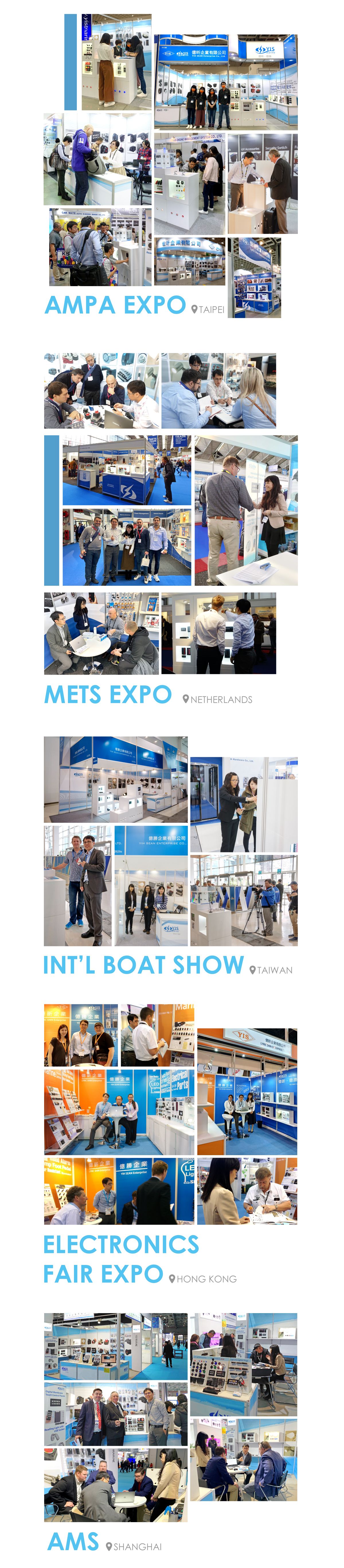 Lyric Shin Groupは、船舶や自動車向けの製品をさまざまな展示会で展示しています。これらの展示会をチェックして、Lyric Shin Groupの最新テクノロジーや製品について情報を得たり、潜在的なビジネス提携について話し合ったりすることができます。過去の展示会:METS(METSTRADE)、TAIPEI AMPA、INT'L Boat show、Electronics Fair、AMS(Automechanika Shanghai)。